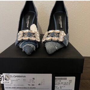Dolce & Gabbana Patchwork Denim Pumps with Buckle